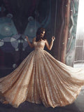 Sparkly A Line Elegant Long Prom Dress, Evening Party Dresses PFP1546
