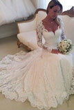 Gorgeous Ivory Lace Long Sleeves Bridal Dresses Wedding Dresses PFW0401