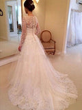 Gorgeous Ivory Lace Long Sleeves Bridal Dresses Wedding Dresses PFW0401