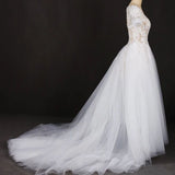 Off White A Line Short Sleeves Lace Appliques Wedding Dress, Bridal Gown PFW0410