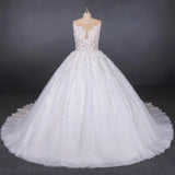 White Appliques Tulle Ball Gown Princess Wedding Dress, Bridal Gown PFW0411