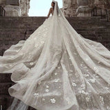 Luxurious Long Sleeves Flowers Ball Gown Wedding Dress, Bridal Dresses PFW0417