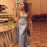Mermaid Spaghetti Straps Detachable Silver Prom Evening Dress with Appliques PFP1575