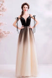 A Line Spaghetti Straps Tulle Long Prom Dress, Charming Evening Dresses PFP1612