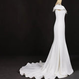 Mermaid V Neck Off White Simple Wedding Dress, Long Bridal Dresses PFW0422