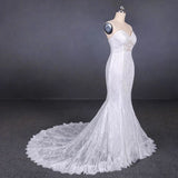 Mermaid Spaghetti Straps Lace Wedding Dress, Fashion Long Bridal Dresses PFW0423