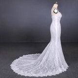 Mermaid Spaghetti Straps Lace Wedding Dress, Fashion Long Bridal Dresses PFW0423