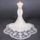 Mermaid Spaghetti Straps Beading Wedding Dress, Elegant Appliques Bridal Dresses PFW0425