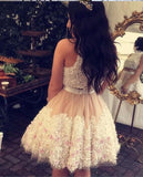 Cute Tull Flower Lace Appliques Short Prom Dress,Two Pieces Homecoming Dresses PFH0298