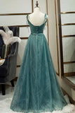 Spaghetti Straps Tulle Modest A Line Evening Dress Long Prom Dress PFP1681