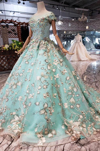 New Prom Dresses Ball Gown Quinceanera Dresses With Applique Beads