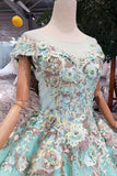 New Prom Dresses Ball Gown Quinceanera Dresses With Applique Beads PFP0551