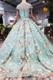 New Prom Dresses Ball Gown Quinceanera Dresses With Applique Beads PFP0551