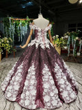 Princess Sparkly Off the Shoulder Long Prom Dress, Ball Gown Quinceanera Dresses PFP1709