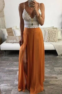Sexy Spaghetti Straps Sleeveless Lace Top Long Prom Dresses Evening Gown PFP1721