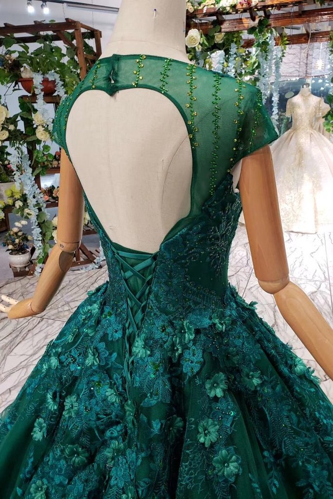 strapless open back dress New Arrival Prom Dresses Court Train Scoop Cap Sleeves Lace Up Back PF –  Promfast