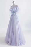 Promfast Princess Tulle Jewel Floor-length Prom Dress With Lace Appliques PFP1938