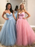 Promfast Charming A-line Sweetheart Zipper Long Prom Dresses Tulle Evening Dress PFP1793