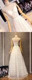 Unique Spaghetti Straps V-Neck Lace Up A-Line Long Prom Dress PFP0096
