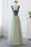 Sweetheart Beading A-Line Floor Length Tulle Charming Prom Dresses PFP0098