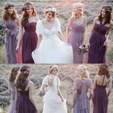 Fashion Mismatched Tulle Long Wedding Party Dresses Cheap Charming Bridesmaid Dresses PFB0047