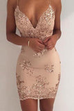 Sexy Sequin Sheath Spaghetti Straps Homecoming Dress,Cocktail Party Dresses PFH0039