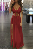 Promfast Trendy Twisted High Slit Maxi Romper Dress PFP1931
