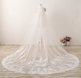 3M Long Embroidered Lace Cathedral Veil for Wedding PFWV0002