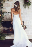 Beautiful A Line Lace Long White Spaghetti Straps Beach/Coast Wedding Dress PFW0232