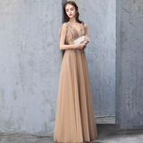 Promfast A Line Short Sleeves Tulle Beading Long Prom Dress Evening Dress PFP1795