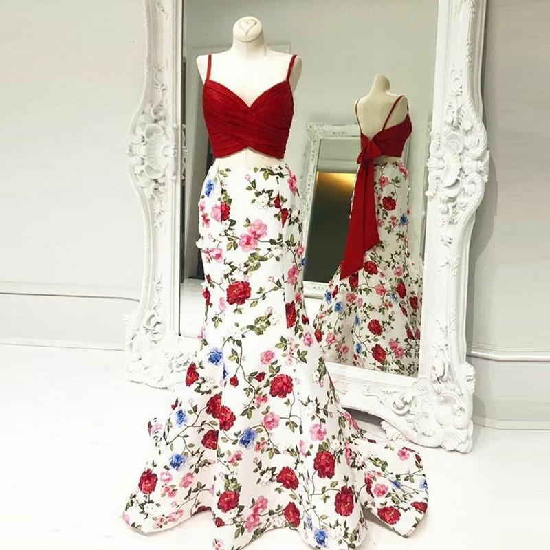 red and white floral prom dress Red And White Prom Dresses: A Line Tulle Gown With... From Lovemydress, $110.14