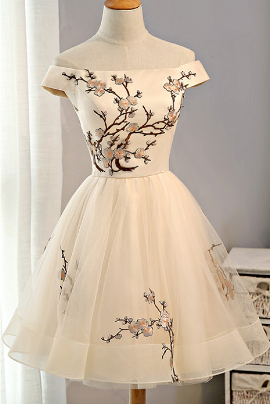 Cap Sleeves Embroidery Homecoming Dresses,Tulle Short Party Dresses,A Promfast Cap Sleeves Embroidery Homecoming Dresses,Tulle Short Party Dresses,A Promfast
