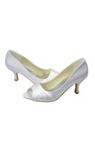 Beautiful White Peep Toe High Heel Handmade Comfy Wedding Shoes PFWS0012