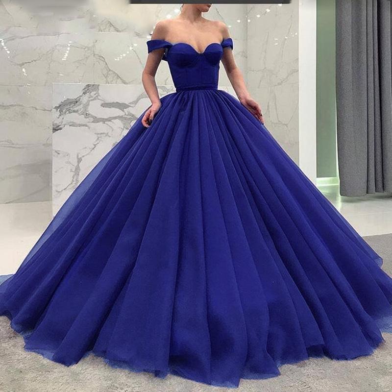 Fashionable Poofy Ball Gown Off the Shoulder Prom Dresses PFP0137  Promfast