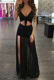 Promfast Trendy Twisted High Slit Maxi Romper Dress PFP1931