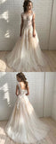 Elegant A Line Tulle Lace Long Prom Dresses,Unique Wedding Dress PFW0057