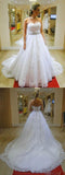 Sweetheart Strapless A-line Beading Belt Lace Wedding Dress Bridal Gown PFW0060