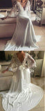 Romantic Boho V Neck Lace Appliques Long Sleeve Beach Wedding Dress PFW0061