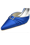 Blue Pointed Toe Ankle Straps Beading High Heel Evening Party Shoes PFWS0014