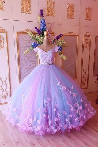 Princess Pink and Blue Ball Gown Cheap Prom Dresses,Quinceanera Dresses