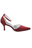 Burgundy Ankle Strap Comfy Close Toe Wedding Dress For Women PFWS0015