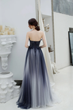 Promfast Sweetheart A Line Ombre Color Long Tulle Appliques Prom Dresses PFP1815
