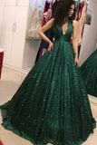 Shinny Green Sequined Ball Gown Cheap Prom Dress, Quinceanera Dresses