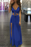 Promfast Trendy Twisted High Slit Maxi Romper Dress PFP1931