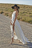 Summer A Line Lace Long Ivory Spaghetti Straps Beach/Coast Wedding Dress PFW0233