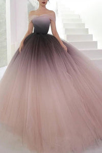 Off-the-shoulder Ombre Ball Gown Prom Dresses Cheap Long Evening Dresses