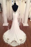 Spaghetti Strap Lace Top Mermaid Backless Beach Wedding Dress PFW0071