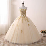 Sweetheart Tulle Long Ball Gown Prom Dresses With Appliques PFP0720