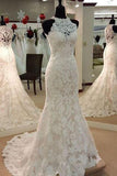 Elegant Mermaid Sleeveless Lace Wedding Dress,Cheap Bridal Dresses PFW0077