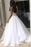Charming Backless Spaghetti Straps Wedding Dress with Lace Top PFW0083